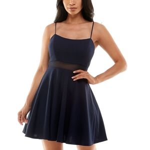 Emerald Sundae Juniors Mesh Inset Mini Fit & Flare Dress - XL